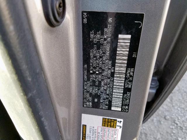 JTLKT324X54000142 - 2005 TOYOTA SCION XB Сұр фото 10