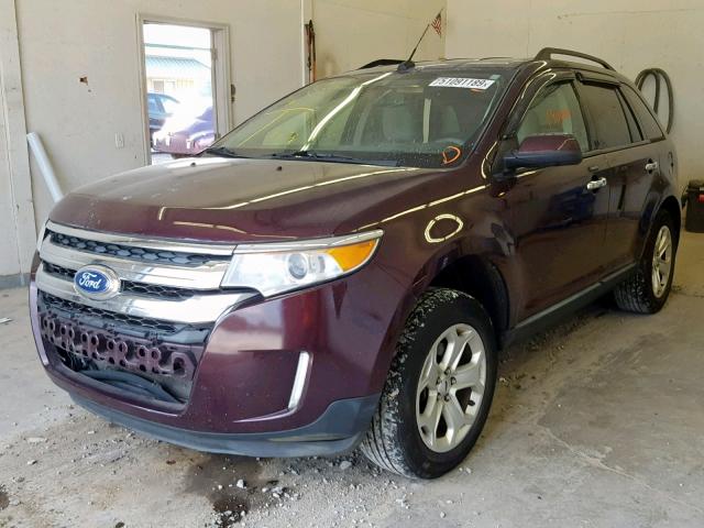 2FMDK4JC2BBB28202 - 2011 FORD EDGE SEL MAROON photo 2