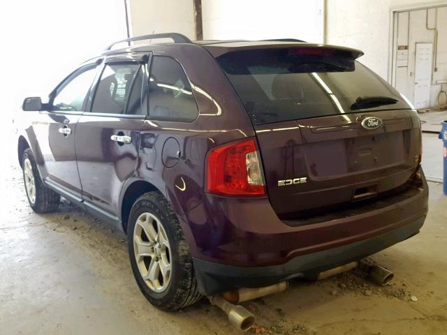 2FMDK4JC2BBB28202 - 2011 FORD EDGE SEL MAROON photo 3