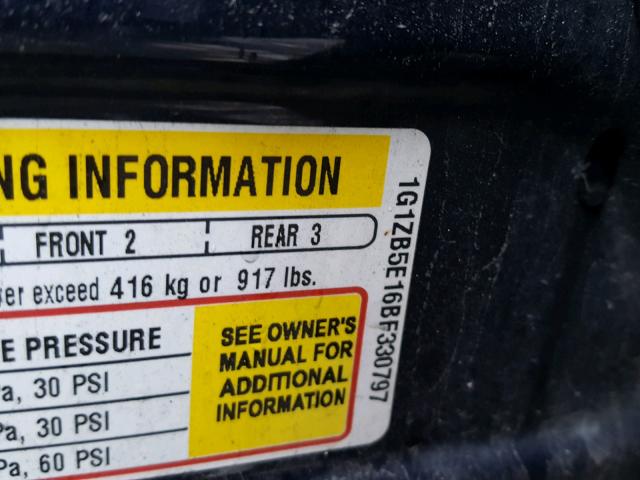 1G1ZB5E16BF330797 - 2011 CHEVROLET MALIBU LS BLUE photo 10