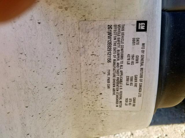 2G1WW12E829121156 - 2002 CHEVROLET MONTE CARL თეთრი ფოტო 10