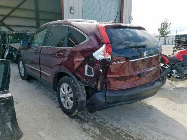 5J6RM3H75DL039132 - 2013 HONDA CR-V EXL BURGUNDY photo 3