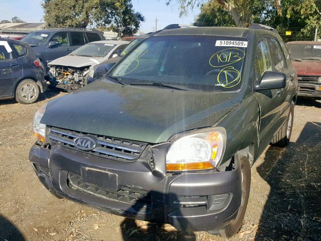 KNDJF723077317748 - 2007 KIA SPORTAGE E GREEN photo 2