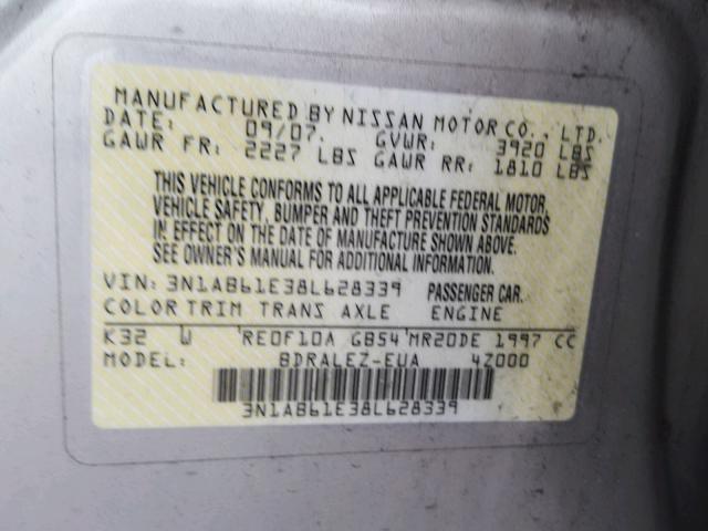 3N1AB61E38L628339 - 2008 NISSAN SENTRA 2.0 TAN photo 10