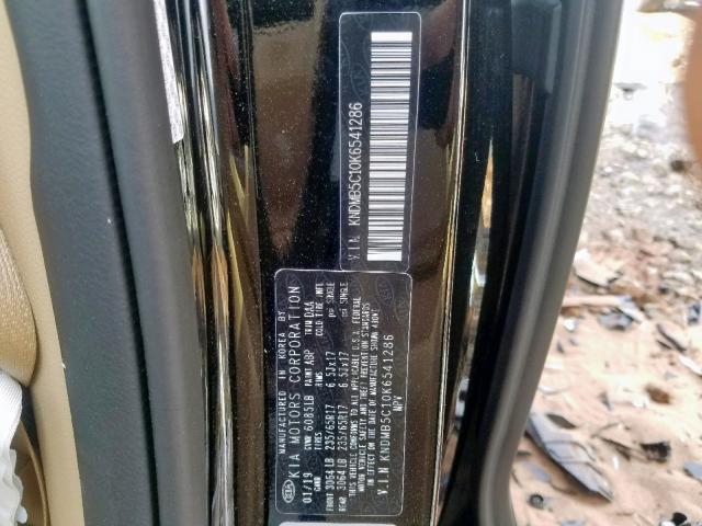 KNDMB5C10K6541286 - 2019 KIA SEDONA LX BLACK photo 10