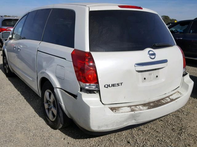 5N1BV28U28N122706 - 2008 NISSAN QUEST S WHITE photo 3