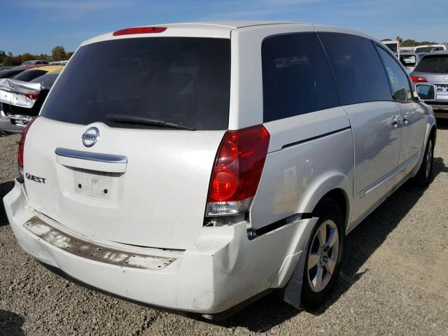 5N1BV28U28N122706 - 2008 NISSAN QUEST S WHITE photo 4