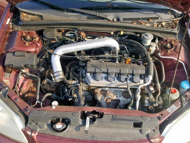 1HGES15562L034358 - 2002 HONDA CIVIC LX BURGUNDY photo 7