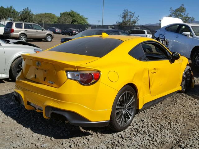 JF1ZNAA12F8706117 - 2015 TOYOTA SCION FR-S YELLOW photo 4