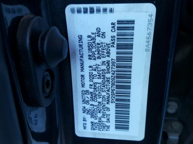 5Y2SP67809Z427397 - 2009 PONTIAC VIBE GRAY photo 10