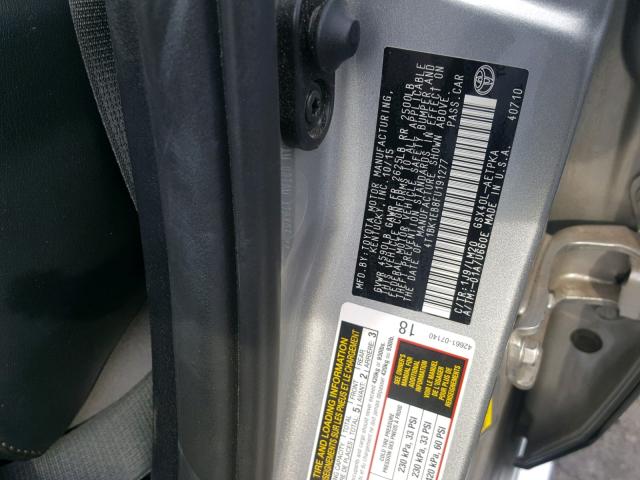 4T1BK1EB8FU191277 - 2015 TOYOTA AVALON XLE SILVER photo 10