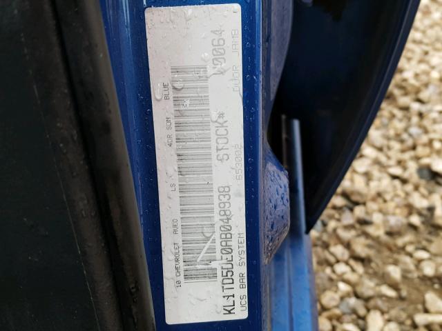 KL1TD5DE0AB048938 - 2010 CHEVROLET AVEO LS BLUE photo 10