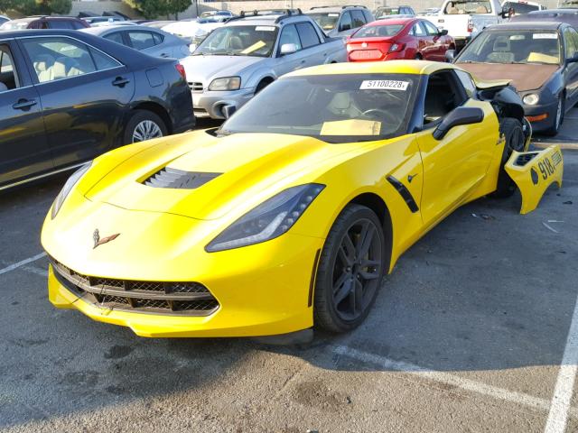 1G1YM2D73F5105579 - 2015 CHEVROLET CORVETTE S YELLOW photo 2