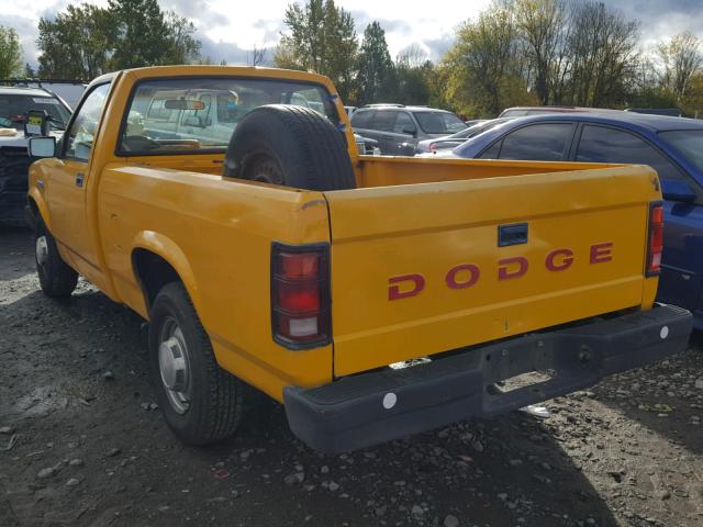 1B7GL26X7KS172586 - 1989 DODGE DAKOTA YELLOW photo 3