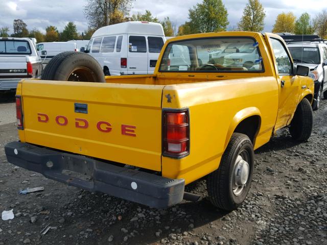 1B7GL26X7KS172586 - 1989 DODGE DAKOTA YELLOW photo 4