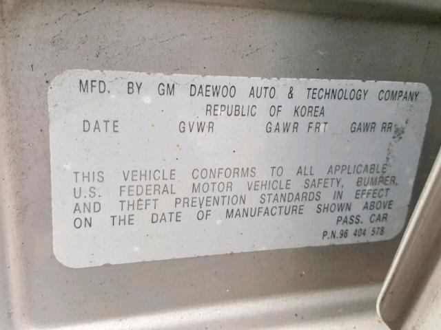 KL1TD52615B471531 - 2005 CHEVROLET AVEO BASE Күміс фото 10