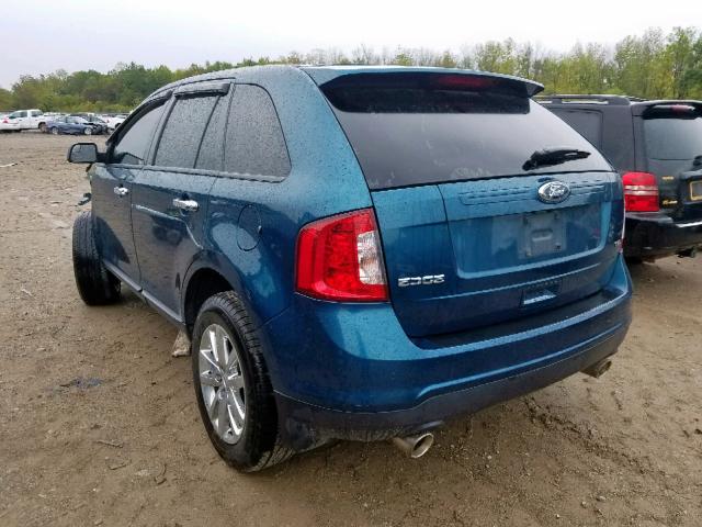 2FMDK3JCXBBA95380 - 2011 FORD EDGE SEL BLUE photo 3