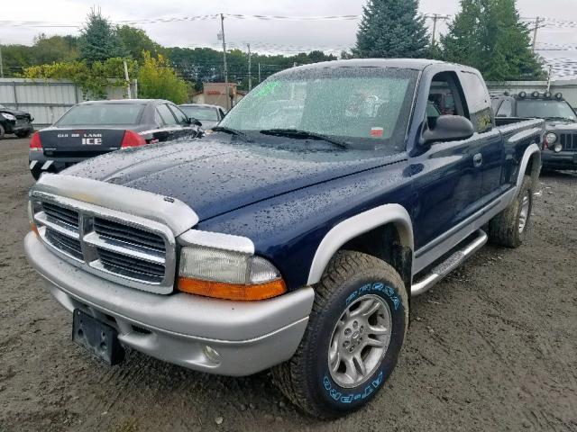 1D7HG42N24S507836 - 2004 DODGE DAKOTA SLT BLUE photo 2