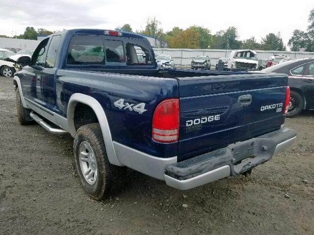 1D7HG42N24S507836 - 2004 DODGE DAKOTA SLT BLUE photo 3