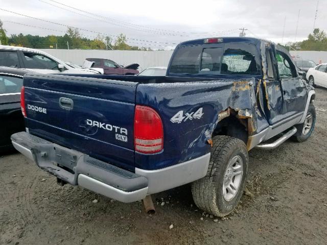 1D7HG42N24S507836 - 2004 DODGE DAKOTA SLT BLUE photo 4