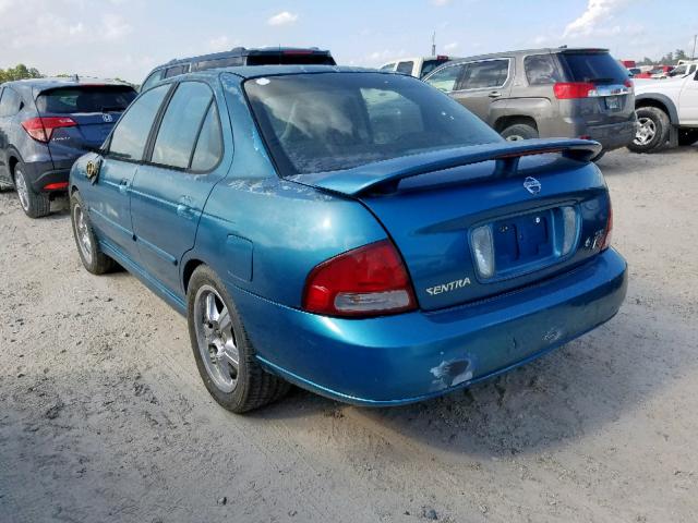 3N1AB51A52L727209 - 2002 NISSAN SENTRA SE- BLUE photo 3