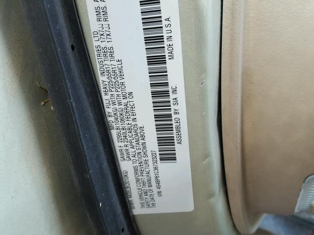 4S4BP61C367323227 - 2006 SUBARU LEGACY OUT TAN photo 10