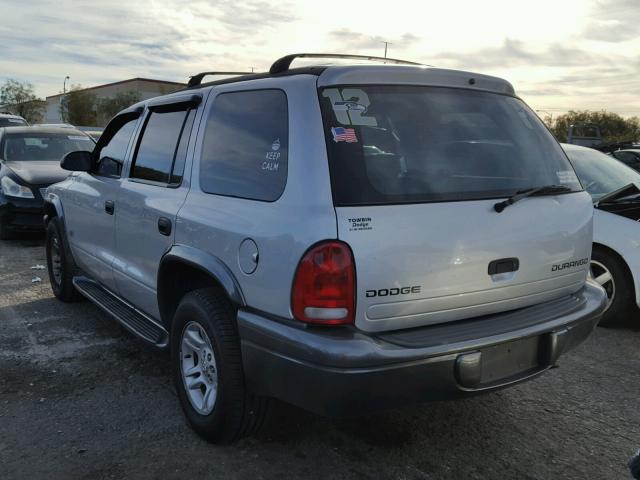 1B4HR38NX2F192020 - 2002 DODGE DURANGO SP SILVER photo 3