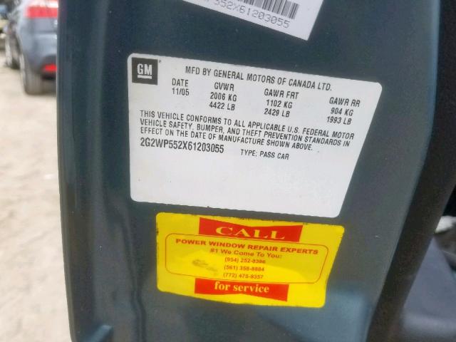 2G2WP552X61203055 - 2006 PONTIAC GRAND PRIX BLUE photo 10