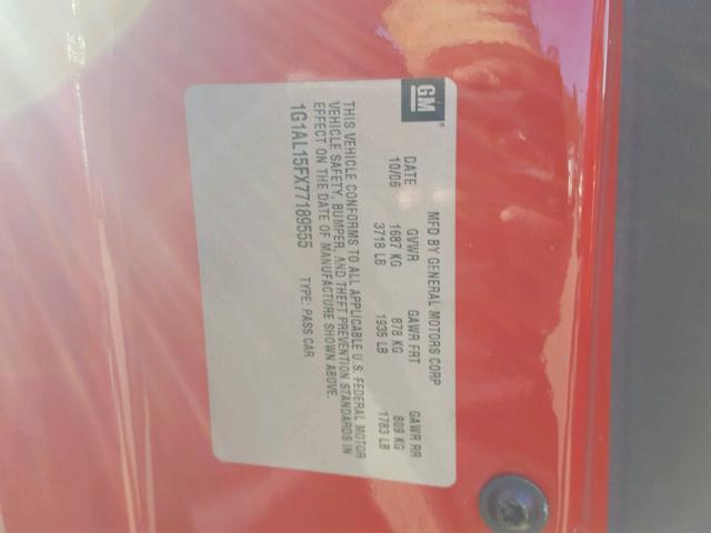 1G1AL15FX77189555 - 2007 CHEVROLET COBALT LT RED photo 10