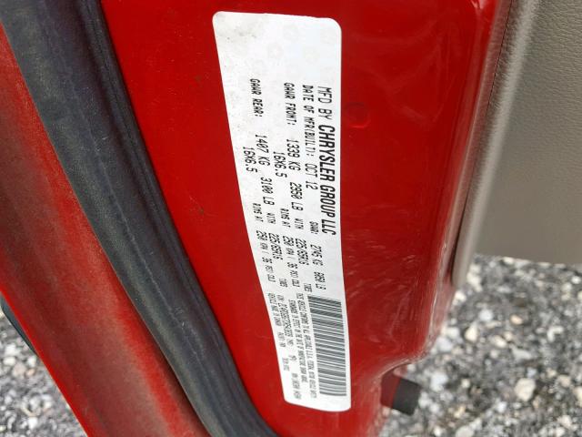 2C4RDGBG7DR543839 - 2013 DODGE GRAND CARA RED photo 10