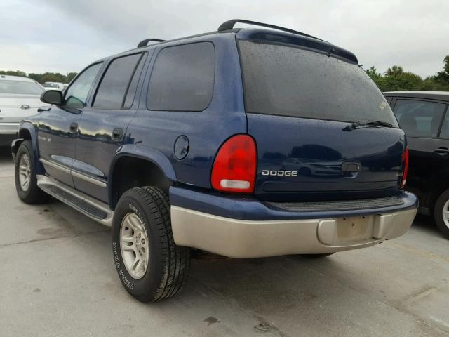 1B4HS28N71F572347 - 2001 DODGE DURANGO BLUE photo 3