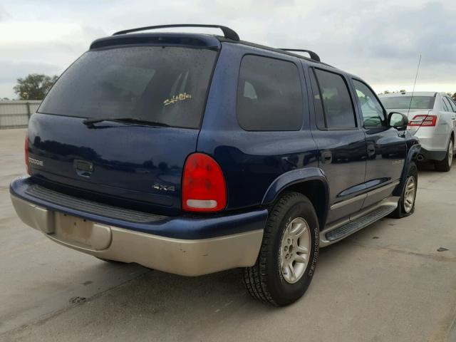 1B4HS28N71F572347 - 2001 DODGE DURANGO BLUE photo 4