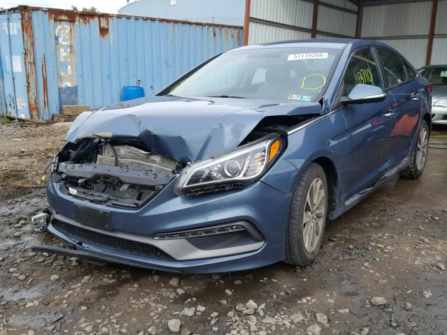 5NPE34AF2FH085345 - 2015 HYUNDAI SONATA SPO BLUE photo 2