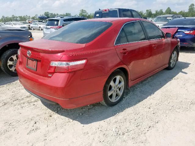 4T1BK46K97U048792 - 2007 TOYOTA CAMRY LE RED photo 4