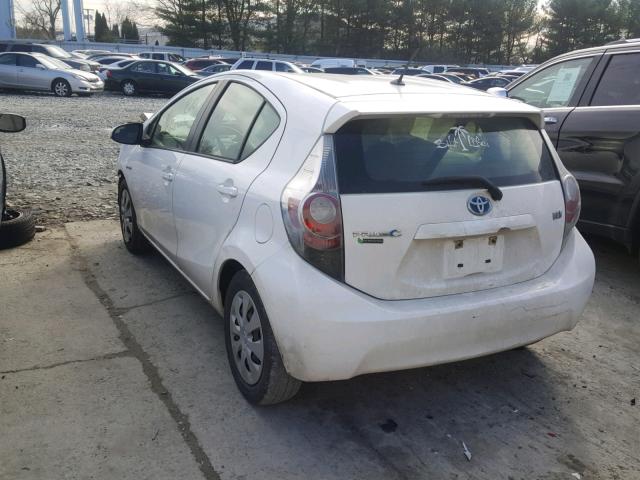 JTDKDTB36C1509028 - 2012 TOYOTA PRIUS C WHITE photo 3