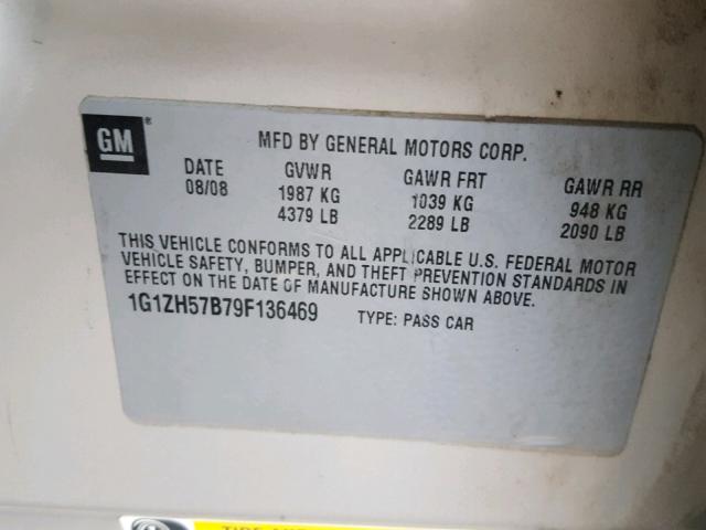 1G1ZH57B79F136469 - 2009 CHEVROLET MALIBU 1LT TAN photo 10