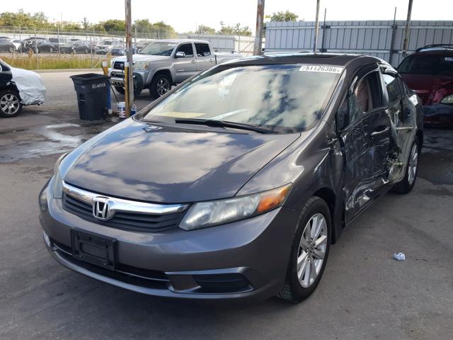 2HGFB2F96CH521201 - 2012 HONDA CIVIC EXL GRAY photo 2