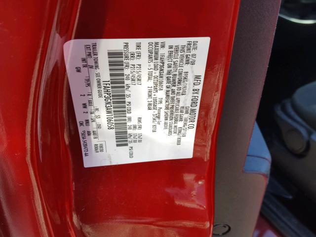 1FAHP3GN3AW106058 - 2010 FORD FOCUS SES RED photo 10