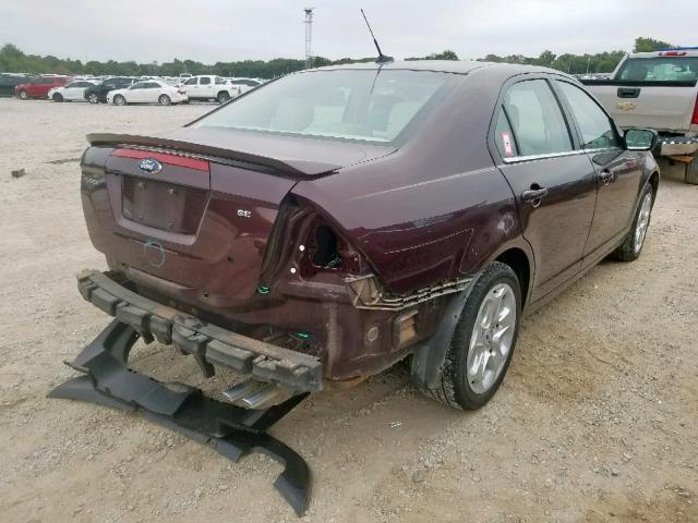 3FAHP0HA2BR160627 - 2011 FORD FUSION SE BURGUNDY photo 4