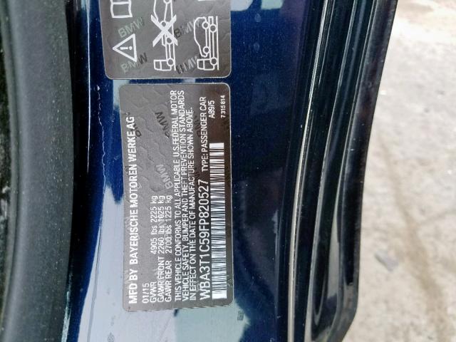WBA3T1C59FP820527 - 2015 BMW 428 XI SUL BLUE photo 10