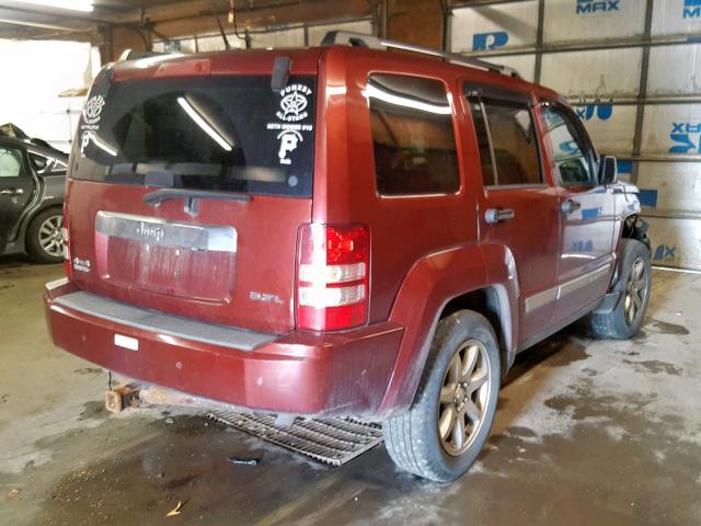 1J8GN58K58W123376 - 2008 JEEP LIBERTY LI MAROON photo 4