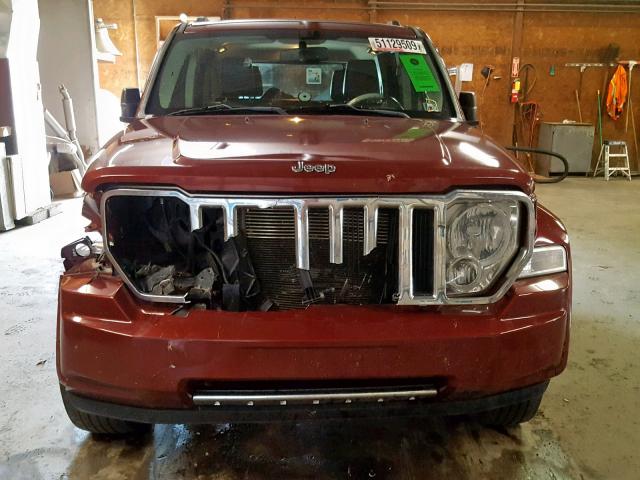 1J8GN58K58W123376 - 2008 JEEP LIBERTY LI MAROON photo 9