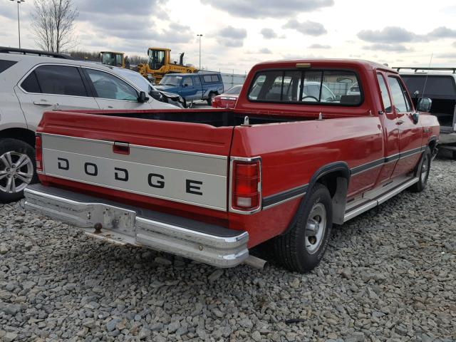 3B7HE13Y0PM139550 - 1993 DODGE D-SERIES D RED photo 4