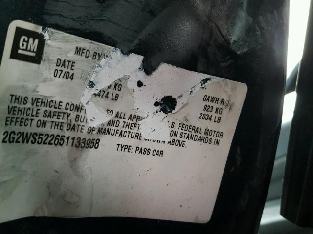 2G2WS522651133958 - 2005 PONTIAC GRAND PRIX ნაცრისფერი ფოტო 10