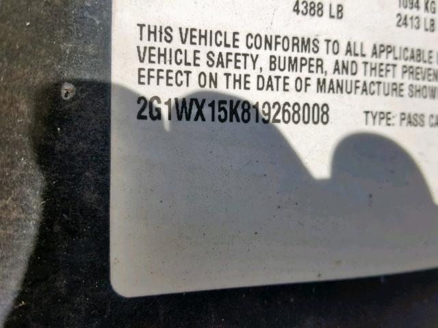 2G1WX15K819268008 - 2001 CHEVROLET MONTE CARL შავი ფოტო 10