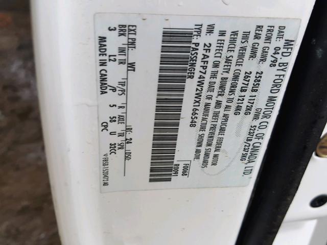 2FAFP74W2WX166548 - 1998 FORD CROWN VICT WHITE photo 10