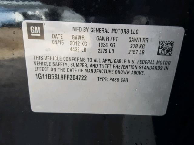 1G11B5SL9FF304722 - 2015 CHEVROLET MALIBU LS 黑色 照片 10