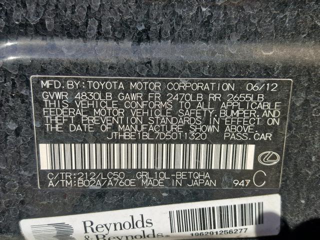 JTHBE1BL7D5011320 - 2013 LEXUS GS 350 BLACK photo 10