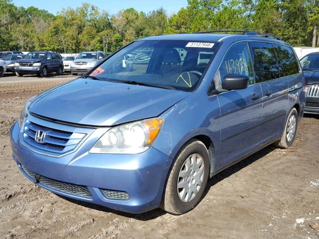 5FNRL3H22AB020906 - 2010 HONDA ODYSSEY LX BLUE photo 2