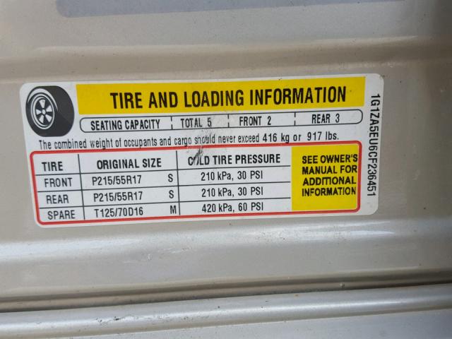 1G1ZA5EU6CF236451 - 2012 CHEVROLET MALIBU LS 金色 照片 10